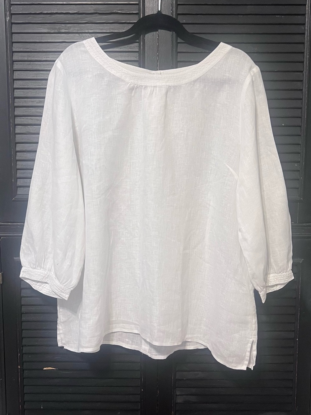 Talbots White Linen Peasant Tunic Top XL